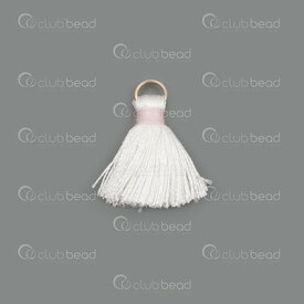 1721-0030-0217 - Ice Silk Tassel White with Pink Knot 2cm with gold jump ring 6mm 20pcs 1721-0030-0217,Tassels and Pom Poms,Silk Threads,montreal, quebec, canada, beads, wholesale