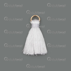1721-0030-0227 - Ice Silk Tassel White with White knot and Gold jump ring 2.0cm 20pcs 1721-0030-0227,Tassels and Pom Poms,Silk Threads,montreal, quebec, canada, beads, wholesale
