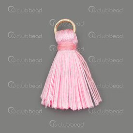 1721-0030-0245 - Ice Silk Tassel Bubblegum Pink with Bubblegum Pink 2cm with gold jump ring 6mm 20pcs 1721-0030-0245,Tassels and Pom Poms,montreal, quebec, canada, beads, wholesale