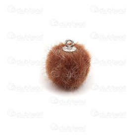 1721-1114-07 - Fur Immitation Pom Pom  Charm 14mm Mocha Round 2mm hole 10pcs 1721-1114-07,montreal, quebec, canada, beads, wholesale