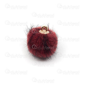1721-1114-09 - Fur Immitation Pom Pom  Charm 14mm Red Wine Round 2mm hole 10pcs 1721-1114-09,Clearance by Category,Pom Poms and tassels,montreal, quebec, canada, beads, wholesale