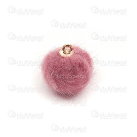 1721-1114-15 - Fur Immitation Pom Pom  Charm 14mm Pink-Grey Round 2mm hole 10pcs 1721-1114-15,montreal, quebec, canada, beads, wholesale