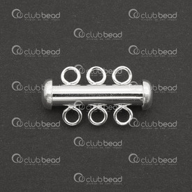 1754-0031 - Sterling Silver Tube Clasp 4.3X22MM Magnetic 3 Row 1pc 1754-0031,Findings,Sterling Silver,Sterling Silver,Tube Clasp,4.3X22MM,Grey,Metal,Magnetic,3 Row,1pc,China,montreal, quebec, canada, beads, wholesale