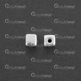 1754-0501 - Sterling Silver 925 Bead Cube 4mm 1.4mm Hole 4pcs USA 1754-0501,Bead,Metal,Sterling Silver 925,4mm,Square,Cube,Grey,1.4mm Hole,USA,4pcs,montreal, quebec, canada, beads, wholesale