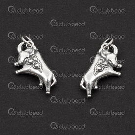1754-1020-11 - Sterling Silver Pendant Bull 21.5x12x5mm with 6mm soldered ring Oxydised 1pc 1754-1020-11,Sterling silver,Charms and Pendants,montreal, quebec, canada, beads, wholesale