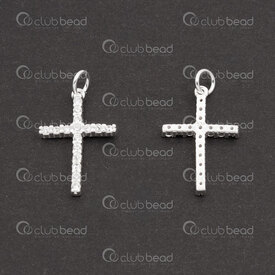 1754-1020-15 - Sterling Silver Pendant Cross 17.5x11x2mm with 2.5mm ring 1pc 1754-1020-15,Sterling silver,montreal, quebec, canada, beads, wholesale