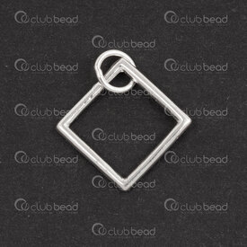 1754-1020-19 - Sterling Silver Pendant Square 11.5x11.5x1.2mm Inner hole 9.2mm with 5.5mm soldered ring 2pcs 1754-1020-19,Sterling silver,Charms and Pendants,montreal, quebec, canada, beads, wholesale