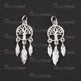 1754-1021-01 - Sterling Silver Charm Dream Catcher with Tree of Life Round 26x10x1.5mm with 5mm soldered ring 1pc 1754-1021-01,Sterling silver,Charms and Pendants,montreal, quebec, canada, beads, wholesale