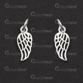 1754-1021-07 - Sterling Silver Charm Angel's Wing 12x6x1mm with 6mm soldered ring 2pcs 1754-1021-07,Ailes d anges,montreal, quebec, canada, beads, wholesale