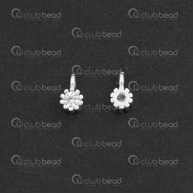 1754-1021-2307 - Sterling Silver Charm Round 7x4x3mm with Clear Cubic Zirconium Stone Lined Design and 1.5mm loop 2pcs 1754-1021-2307,Sterling silver,Charms and Pendants,montreal, quebec, canada, beads, wholesale