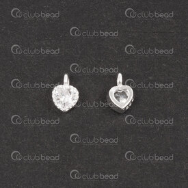 1754-1021-33 - Sterling Silver Charm Heart 5.5x4x2.2mm with Crystal Zirconium 2pcs 1754-1021-33,Sterling silver,Charms and Pendants,montreal, quebec, canada, beads, wholesale