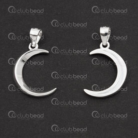 1754-1021-35 - Sterling Silver Charm Moon 16.5x11x2mm with Bail 1pc 1754-1021-35,Lune,montreal, quebec, canada, beads, wholesale