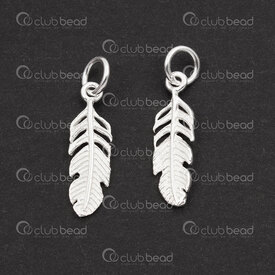 1754-1021-41 - Sterling Silver Charm Feather 17.5x5x1mm with Soldered Ring 4pcs 1754-1021-41,plumes,montreal, quebec, canada, beads, wholesale