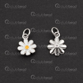 1754-1021-47 - Sterling Silver Charm Daisy 9.5x7x1.5mm Color Filling and Soldered Ring 2pcs 1754-1021-47,Anneaux couleur,montreal, quebec, canada, beads, wholesale