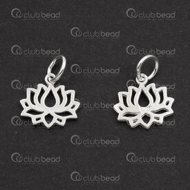 1754-1021-51 - Sterling Silver Charm Lotus Flower 10.5x11x1mm with Soldered Ring 2pcs 1754-1021-51,Sterling silver,Charms and Pendants,montreal, quebec, canada, beads, wholesale