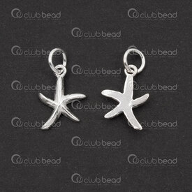 1754-1021-61 - Sterling Silver 925 Charm Sea Star 14x10x2.5mm with Ring 2pcs 1754-1021-61,6.5,montreal, quebec, canada, beads, wholesale