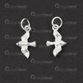 1754-1021-63 - Sterling Silver 925 Charm Bird 15x9x2.5mm with Ring 2pcs 1754-1021-63,24,montreal, quebec, canada, beads, wholesale