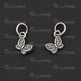 1754-1021-65OX - Sterling Silver 925 Charm Butterfly 8.5x6x2mm with Ring Oxydised 4pcs 1754-1021-65OX,6.5,montreal, quebec, canada, beads, wholesale
