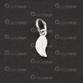 1754-1021-67 - Sterling Silver 925 Charm Leaf 5x4x1.5mm with Ring 2pcs 1754-1021-67,fs,montreal, quebec, canada, beads, wholesale