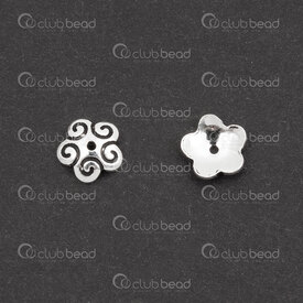 1754-1022-0601 - Sterling Silver Bead Cap 6.2x6x2.5mm Flower Design 0.8mm hole Oxydised 10pcs 1754-1022-0601,argent sterling,montreal, quebec, canada, beads, wholesale