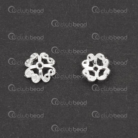 1754-1022-0603 - Sterling Silver Bead Cap 6mm Flower Design Heart Edge 0.6mm hole 10pcs 1754-1022-0603,chapeau perle,montreal, quebec, canada, beads, wholesale
