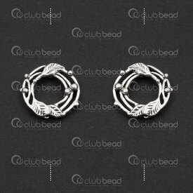 1754-1024-03 - Sterling Silver 925 Bead Leaf Crown 14x14x1.5mm Inside Diameter 6mm 1mm Hole 2pcs 1754-1024-03,Sterling silver,Beads,Bead,Metal,Sterling Silver 925,14x14x1.5mm,Round,Leaf Crown,Inside Diameter 6mm,Grey,1mm Hole,China,2pcs,montreal, quebec, canada, beads, wholesale