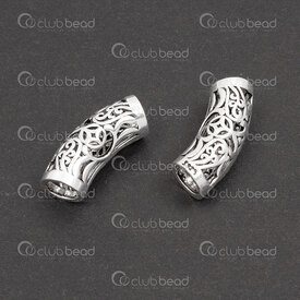 1754-1024-05 - Sterling Silver Bead Tube Curved 19x6.5mm Ancient Coin Design 4.5mm hole 1pc 1754-1024-05,Beads,Silver,montreal, quebec, canada, beads, wholesale