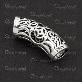 1754-1024-05OX - Sterling Silver Bead Tube Curved 19x6.5mm Ancient Coin Design 4.5mm hole Oxydised 1pc 1754-1024-05OX,Sterling silver,Beads,montreal, quebec, canada, beads, wholesale