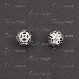 1754-1024-07 - Sterling Silver Bead Round 8mm Fancy Design 0.8mm hole 2pcs 1754-1024-07,Beads,Silver,montreal, quebec, canada, beads, wholesale