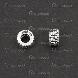 1754-1024-13OX - Sterling Silver Spacer Bead 6x3.5mm Swastika Design 3mm hole Oxydised 3pcs 1754-1024-13OX,Sterling silver,Beads,montreal, quebec, canada, beads, wholesale