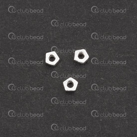1754-1024-25 - Sterling Silver Spacer Bead Pentagon 2.5x2.5x1mm 0.9mm hole 30pcs 1754-1024-25,Beads,Silver,Sterling,montreal, quebec, canada, beads, wholesale