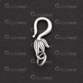 1754-1025-07 - Sterling Silver Hook Clasp 14.5x6x1.5mm with Petal Design and Soldered Ring 5mm 2pcs 1754-1025-07,Sterling silver,Clasps,montreal, quebec, canada, beads, wholesale
