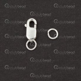 1754-1025-09 - Sterling Silver 925 Lobster Clasp 8x4mm with  2 Ring 4pcs 1754-1025-09,0.8,montreal, quebec, canada, beads, wholesale