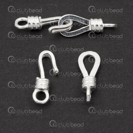 1754-1025-13 - Sterling Silver 925 Clasp Hook and Eye 27x5.5mm with Lined Design 1pc 1754-1025-13,fs,montreal, quebec, canada, beads, wholesale