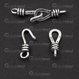 1754-1025-13OX - Sterling Silver 925 Clasp Hook and Eye 27x5.5mm with Lined Design Oxydized 1pc 1754-1025-13OX,fs,montreal, quebec, canada, beads, wholesale