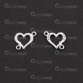 1754-1026-01 - Argent Sterling Lien Cœur 8x9x1.5mm avec Pierre du Rhin Cristal 2 Boucles 1.2mm 1 pc 1754-1026-01,Argent sterling,Autres accessoires,montreal, quebec, canada, beads, wholesale
