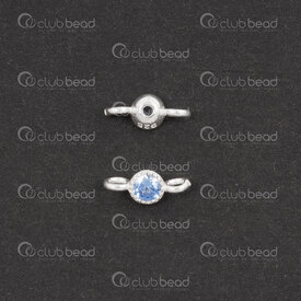 1754-1026-03 - Argent Sterling Lien 8.5x3.5x2.5mm avec Zirconium Aiguemarine et Boucle 1.2mm 2pcs 1754-1026-03,Argent sterling,Autres accessoires,montreal, quebec, canada, beads, wholesale