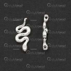 1754-1026-11 - Sterling Silver 925 Link Snake 17.5x7.5x2mm with 1mm hole 2pcs 1754-1026-11,24,montreal, quebec, canada, beads, wholesale