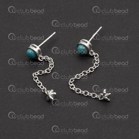 1754-1027-03 - Sterling Silver 925 Earring Pin With Turquoise Stone 5.5x11x0.7 With Chain 31.5x1.9mm and 4.5mm Bail Peg 2pcs 1754-1027-03,Findings,Earrings,2pcs,Sterling Silver 925,Earring Pin,With Turquoise Stone,5.5x11x0.7,Grey,Metal,With Chain 31.5x1.9mm and 4.5mm Bail Peg,2pcs,China,montreal, quebec, canada, beads, wholesale