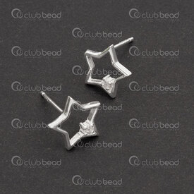 1754-1027-05 - Sterling Silver 925 Earring Pin 9x10x0.8mm Star With Rhinestone 1pair 1754-1027-05,Findings,Earrings,Sterling Silver 925,Earring Pin,Star,With Rhinestone,9x10x0.8mm,Grey,Metal,1pair,China,montreal, quebec, canada, beads, wholesale