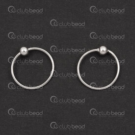 1754-1027-27 - Sterling Silver Earring Hoop 12x0.7mm with 3mm Bead 2pcs (1pair) 1754-1027-27,Sterling silver,Earrings,6,montreal, quebec, canada, beads, wholesale