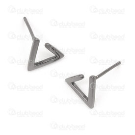 1754-1027-35BK - Sterling Silver 925 Earring Stud Triangle 11x0.7mm Hematite With Silicone Clutch 2pcs (1pair) 1754-1027-35BK,Findings,Sterling Silver 925,2pcs (1pair),Sterling Silver 925,Earring Stud,Triangle,11x0.7mm,Grey,Hematite,Metal,With Silicone Clutch,2pcs (1pair),China,montreal, quebec, canada, beads, wholesale