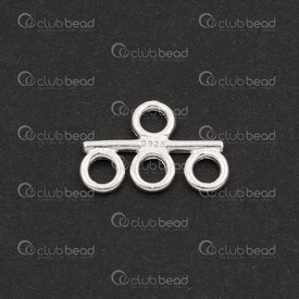 1754-1029-0303 - Sterling Silver Connector 3 Rows 12.8x8.8x1mm 6pcs 1754-1029-0303,Sterling silver,Connectors,montreal, quebec, canada, beads, wholesale