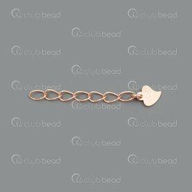 1754-1030-01RGL - Sterling Silver Chain Extender 30mm Rose Gold Plated With Charm 6.5x5.5mm Heart S925 Engraved 4pcs 1754-1030-01RGL,argent sterling,Sterling Silver,Chain Extender,30MM,Metal,Rose Gold Plated,With Charm 6.5x5.5mm Heart S925 Engraved,4pcs,China,montreal, quebec, canada, beads, wholesale