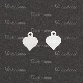 1754-1031-01 - Sterling Silver Plate Charm Heart 6x5x0.4mm S925 Stamp 0.6mm loop 10pcs 1754-1031-01,argent sterling,montreal, quebec, canada, beads, wholesale