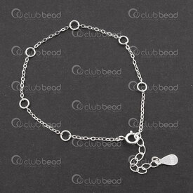 1754-1090-01 - Sterling Silver Bracelet with 4mm Ring (17.5cm) 6.5\" 1pc 1754-1090-01,Sterling silver,montreal, quebec, canada, beads, wholesale