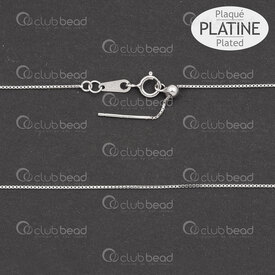 1754-1140-180.5AP - Sterling Silver Box Chain 0.55mm with Pin 0.7x12mm and Adjustable Bead 17.5“ Necklace Platinum Plated 1pc 1754-1140-180.5AP,Chains,Sterling Silver,montreal, quebec, canada, beads, wholesale