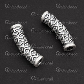 1754-1240307-05 - Argent Sterling Bille Tube Courbe 30x7.3mm Motif Fantaisie Trou 3.5mm 1pc 1754-1240307-05,175,montreal, quebec, canada, beads, wholesale