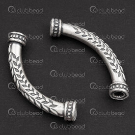 1754-1240307-07 - Sterling Silver Bead Tube Curved 43x7mm Fancy Design 3mm hole 1pc 1754-1240307-07,Sterling silver,montreal, quebec, canada, beads, wholesale