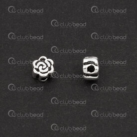1754-1240315-01OX - Sterling Silver Bead Pellet 4x3mm Flower Design 0.9mm hole Oxydised 10pcs 1754-1240315-01OX,Oxide,montreal, quebec, canada, beads, wholesale